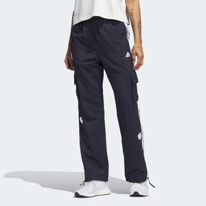 Adidas Women's Flower Embrodiered Blue Track  Pants with White Stripes Size S